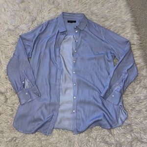 Banana Republic Blue and White Striped Button Down Shirt